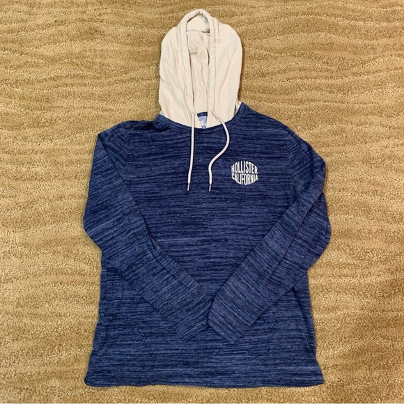 Hollister Size Small Blue/Gray/Tan Hoodie Tee - Picture 1 of 10